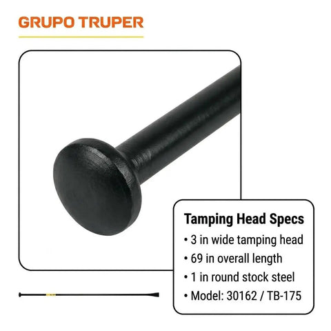 Post Hole Digger And Tamping Bar For Heavy Duty Groundwork, 69 Inch Long, 16 Pound Drop Forged Steel Construction, Tamping Head