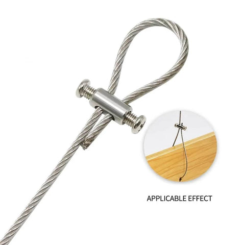 20 Pack Adjustable Wire Rope Clips For 2mm And 3mm Ropes, Double Hole Cable Clamps With Thread Locker Screws in action
