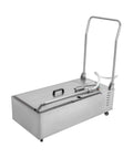 Heavy Duty Mobile Fryer Oil Filter Cart With Wheeled Stainless Steel Stand, 55L Grease Recycling Machine, side view.