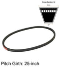 Heavy Duty Drive V Belt For Industrial Power Transmission M-25 Pitch Girth 25 Inch 10mm Top Width 5.5mm Thickness