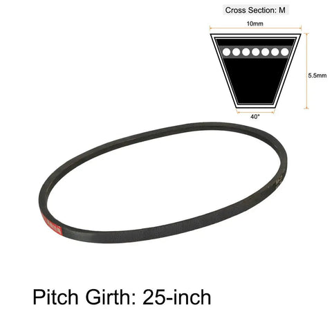 Heavy Duty Drive V Belt For Industrial Power Transmission M-25 Pitch Girth 25 Inch 10mm Top Width 5.5mm Thickness