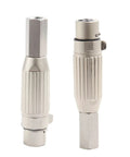 Pair of stainless steel M8 304 3 pin XLR end connectors, silver, for reciprocating linear actuator DIY build and industrial cable adapter