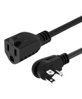 2 Pack 1 Foot Power Extension Cord 16 AWG Right Angle Low Profile AC Adapter Extension Wire for tight spaces.