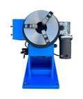 Rock Solid 110 Volt 8 Inch Welding Positioner featuring a 3 jaw self centering hollow chuck and motor with bench top base.