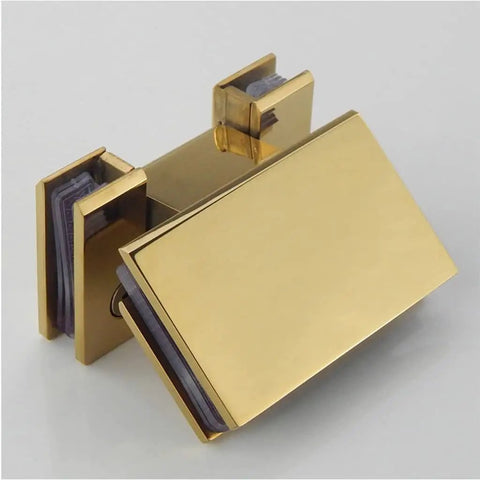 Gold finish stainless steel glass fixed clamp for shower enclosures, rock solid 304 grade hinges, fits 8-12mm glass, heavy duty 60kg load