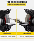 Heavy Duty 6 In Bench Grinder With Variable Speed Dial And Pure Copper Induction Motor showing two grinding wheels for different tasks.
