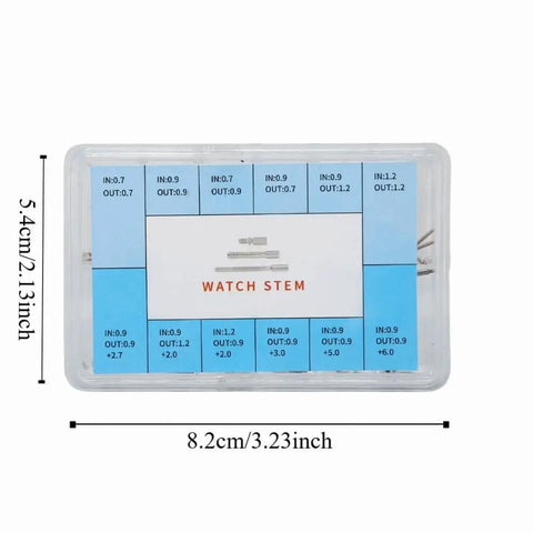 60 Piece Silver Stainless Steel Watch Winding Stem Extender Kit With Storage Box Handy Multi Size Set Durable Replacement Tool