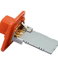 Manual Control Blower Motor Resistor For Hyundai Elantra And Elantra Coupe showing orange connector and metal contacts.