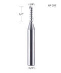 SpeTool carbide end mill, single flute, 1/8 in diameter, 1/4 in shank, 1/2 in cutting length