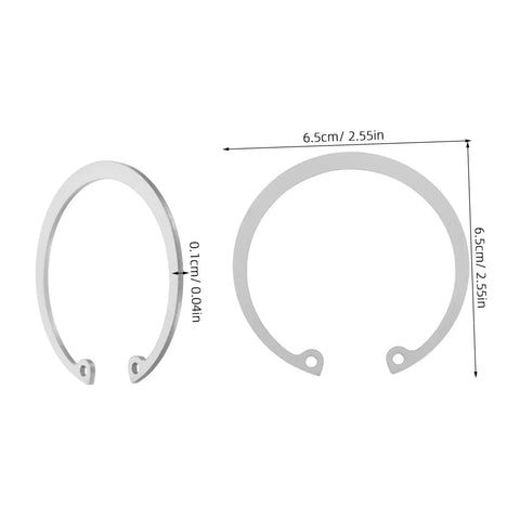 5 Piece Stainless Steel C Clip Retaining Ring Kit for Grooved Shafts Easy Install Snap Ring Set dimensions illustrated