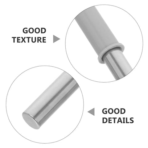 Close-up of smooth texture and details of the stainless piston in Smooth As Butter Soft Close Dampers For Trash Cans And Cabinet Doors 6 Pack.