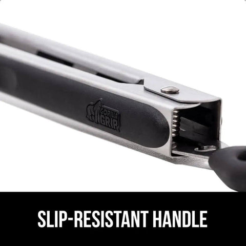 Heavy Duty Stainless Steel Kitchen Tongs Set Of 2 With Heat Resistant Silicone Tips, non-scratch, lockable, black, slip-resistant handle