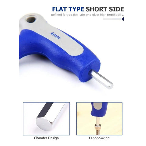 Awesome Qertyhjkn 8 Piece T-Shaped Allen Key Set With Sizes From 2mm To 10mm Hex Wrench Kit Perfect For Tight Spaces On Bikes And Motorcycles Featuring Ball End Tips For Better Grip And Super Strong Build Quality To Handle Any Tough Job Around The Shop., 4mm T-shaped hex wrench with flat short side and chamfered tip