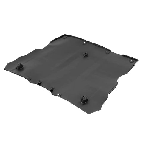 Heavy Duty Front Underbody Splash Guard Shield Fits 2017 Through 2026 Tesla Model 3 And Model Y viewed from above, made of high density plastic.