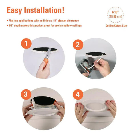 Ultra Slim 6 Inch Canless Led Recessed Ceiling Light With Regressed Lens And Anti Glare Shield 5Cct Tunable White 900 Lumens Zero Housing Required No Sweat Diy Mounting Straight Up Sleek Profile For Modern Interiors