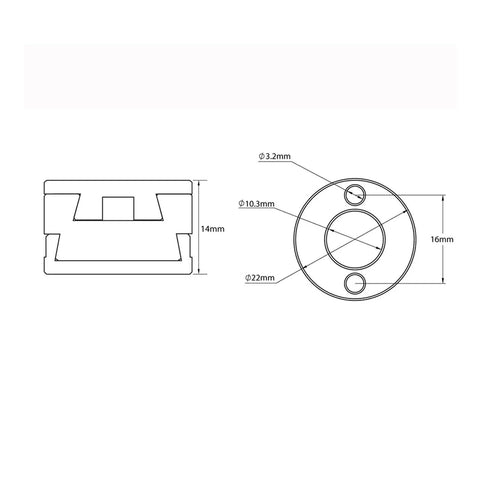 16mm Oldham Coupling For T8 Z Axis Screw Fits Hot Bed To Reduce Printing Swing And Vibration With CNC Shaft Coupler 3 Pack Parts Ready, technical drawing