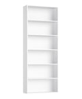 Top Shelf Six Tier Tall Bookshelf And White Bookcase Featuring Extra Roomy Open Display Shelves For Modern Living Room Storage and Home Office Decor Organization Rack, white six-tier design.