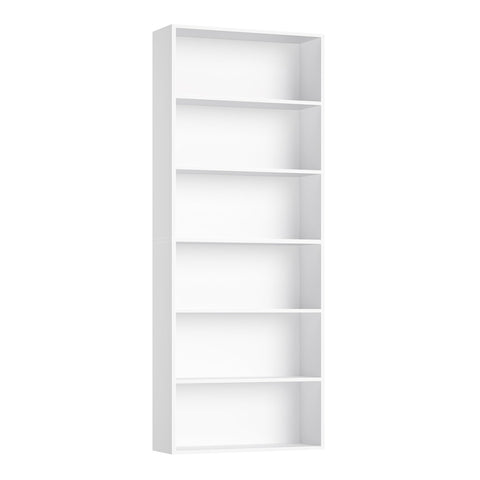 Top Shelf Six Tier Tall Bookshelf And White Bookcase Featuring Extra Roomy Open Display Shelves For Modern Living Room Storage and Home Office Decor Organization Rack, white six-tier design.