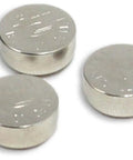 Three shiny metal discs for various applications as part of Heavy Duty Radial Arm Saw Laser Guide Slaps Onto Standard Arbors.