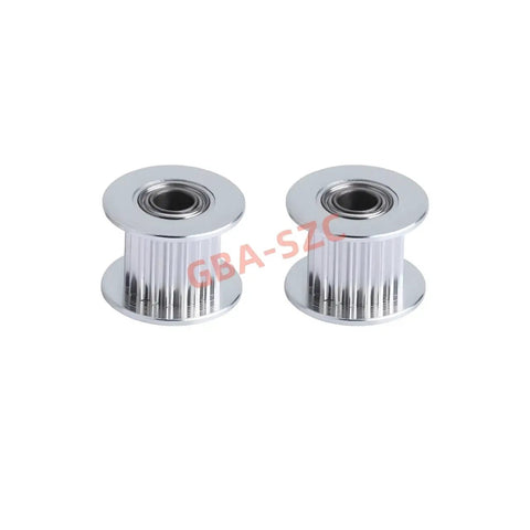 GT2 Idler Pulley 20 Teeth With 5mm Bore For Voron 2.4 3D Printer Aluminum Machined Durable 9mm 10mm Width Belt Compatible 10 Pack Go-To Upgrade Aluminum Construction With Surface Oxidation Finish Lightweight Yet Strong For Smooth Motion And Reliable. Two aluminum GT2 idler pulleys, 20T, 5mm bore