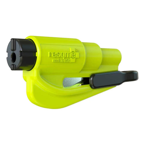 Emergency Car Escape Tool 2 In 1 Seat Belt Cutter And Window Breaker With Visor Clip Lanyard Keyring And Cable Tie Made In USA Yellow