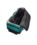 Beefy Wheeled Tool Duffel Bag With Slick Rollers And Rock Solid Handles For Portable Contractor Gear Transport And Massive Jobsite Storage Solutions, open view showing spacious interior.