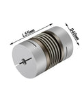 Tough As Nails Aluminum Corrugated Shaft Coupler, 55mm length, 40mm diameter, designed for Nema stepper motor for CNC rigs.