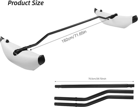 Go To Outrigger Stabilizer Kit For Kayaks And Canoes Lightweight Portable Paddling Accessory In White with product dimensions shown