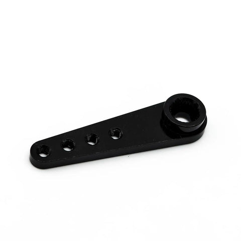 Single black aluminum servo horn 37mm with M2.5 threads, part of 5 Pack Aluminum 25 Tooth Servo Horn for RC models.