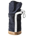 Side view of Beefy Heavy Duty Canvas Tool Bucket With Zip Top Flame Resistant Closure for overhead lifts, 12 inch diameter, 17 inch tall.