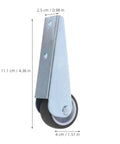 5pcs Wooden Gate Wheel Side Mount Caster with 1.5 Inch Rubber Rollers, side view showing wheel dimensions and metal mount.