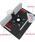 Premium Ironclad Aluminum Router Table Insert Plate with adjustable angle and sliding guide for woodworking projects.