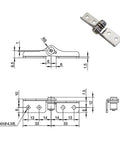 Front and side views of stainless steel damping hinge with adjustable torque, 0.4 N·m, 1 pc, Amazon