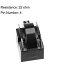 Refrigerator Start Relay 22 Ohm 4 Pin One Half HP 375W with thermal overload protector, black module, side view