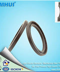 DMHUI rotary shaft seal for hydraulic pump/motor, brown rubber, size 60-80-7/5.5mm; front view with inset side view.