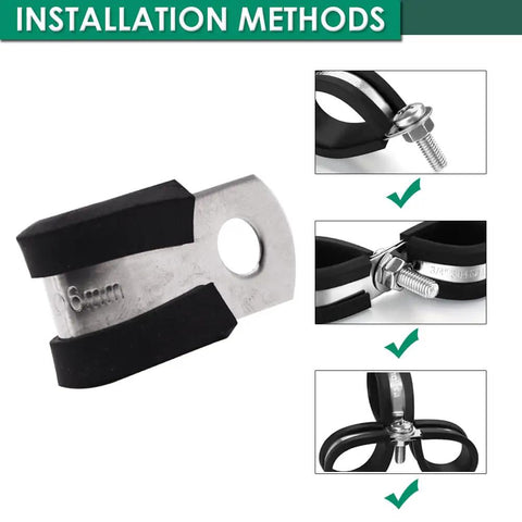 Dang Solid 1/4 Inch 304 Stainless Steel Cable Clamps 100 Pack Heavy Duty Built Ridiculously Tight With Thick Rubber Cushions For Auto Wiring And Hella Reliable Grip
