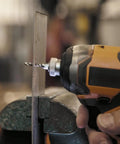 Using 8 Piece Drill Tap Tool Kit For Aluminum Brass Copper Plastic And Mild Steel, Tap Deburr And Drill In One Step on metal
