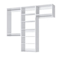 Top Tier Corner Closet Organizer Kit Featuring Dual Hanging Rods And Hella Spacious Shelf Towers For Maximizing White Storage Space Easy Install, white modular closet kit.