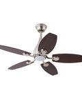 Pwefhsdjvh Ceiling Fan with LED Light 42 Inch Remote Control 5 Blades featuring dark wooden blades and a sleek metallic finish.