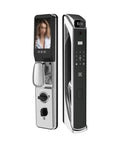 Slick Smart Video Door Lock With Hella Secure Fingerprint Reader Featuring Large Touchscreen Panel Remote Access Function Zero Hassle Keyless Entry For Daily Home Use, showing aluminum alloy design and embedded camera.