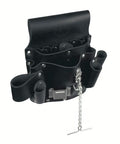 Leather Tool Pouch Go-To 8 Pocket Carry System, Moisture-Resistant, Tunnel Loop Belt Clip, Fits Belts Up To 2.5 Inches, Knife Snap and Chain Tap for Secure Tool Fastening, black