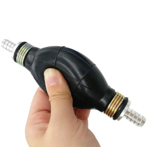 Hand holding 10mm 3 Eighths Black Rubber Fuel Transfer Primer Bulb For Marine Boats, Vacuum Fuel Line Hand Pump For Gasoline And Diesel
