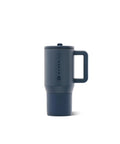 Premium Kids Insulated Travel Tumbler 20 Oz Triple Wall Cup with super grippy soft handle in navy color.