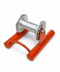 Cable Guide Wheel Pro Grade Wire Pulley Roller For Electricians, Heavy Duty Aluminum Wheel With Grooved Roller, Central Shaft, Clamp And Pipe Socket, Straight Running Pulley For Smooth Wire Routing And Pulling, orange frame view