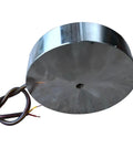 Heavy Duty 24V Electric Magnetic Lifter Cylindrical Suction Plate 14000KG Capacity with copper wire connections.
