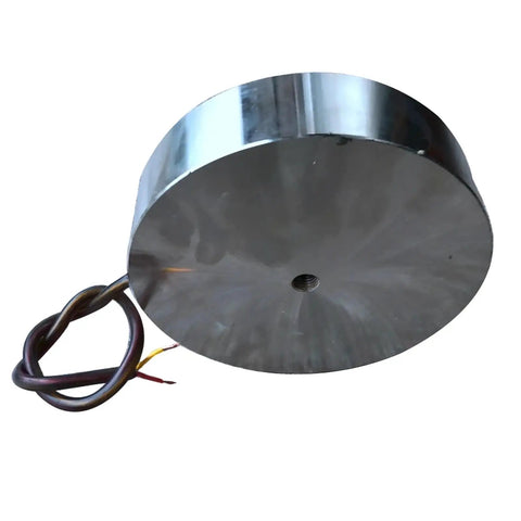 Heavy Duty 24V Electric Magnetic Lifter Cylindrical Suction Plate 14000KG Capacity with copper wire connections.