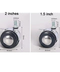 Four Piece Office Chair Casters Featuring Smooth As Butter Silent Roll Twin Wheels And Heavy Duty Zinc Alloy Housing dimensions for 2 inch and 1.5 inch wheels.
