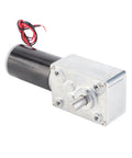Straight Up Heavy Duty DC 24V Self Locking Gear Motor With Reversible Single Shaft Speed Reduction At 30 Rpm, aluminum and black motor for medical, office, auto use.