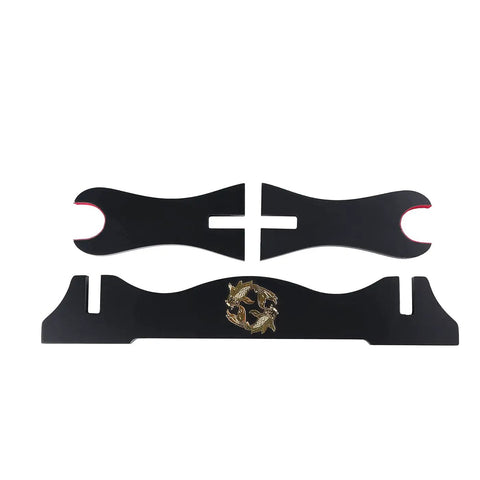 Velvet Padded Katana Stand Dope One Tier Sword Holder For Japanese Swords Yin Yang Accent Black Display Rack components