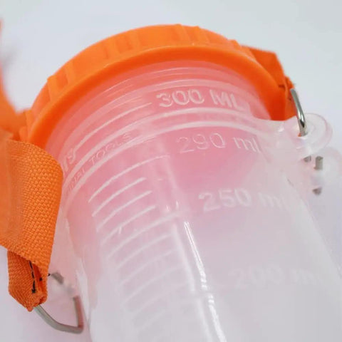 Close-up of Must Have Pro Grade DIY Fuel Tank Tool For Tuning And Carb Balancing, 300ml tank with embossed measurement lines